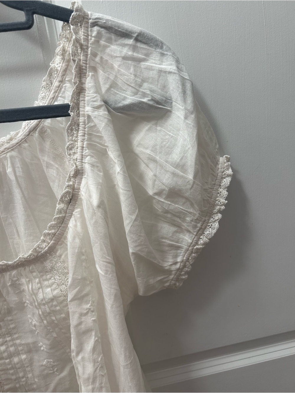NATURAL LIFE Sweet Nothings Peasant Blouse Cotton Large Puff Sleeve Embroidered - Picture 11 of 13